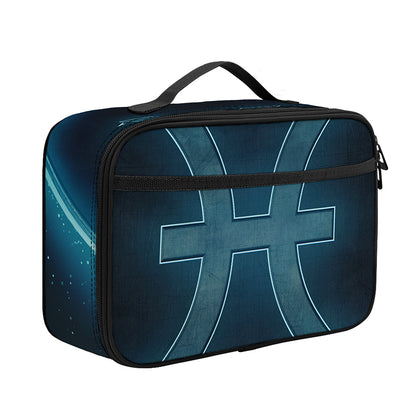 Blue Pisces Zodiac Sign Print Portable Lunch Bag