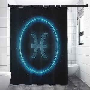 Blue Pisces Zodiac Sign Print Premium Shower Curtain