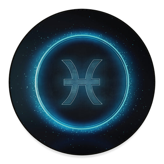 Blue Pisces Zodiac Sign Print Round Floor Mat