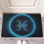 Blue Pisces Zodiac Sign Print Rubber Doormat