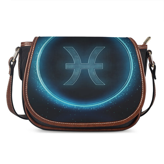 Blue Pisces Zodiac Sign Print Saddle Bag