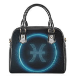 Blue Pisces Zodiac Sign Print Shoulder Handbag