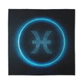 Blue Pisces Zodiac Sign Print Silk Bandana