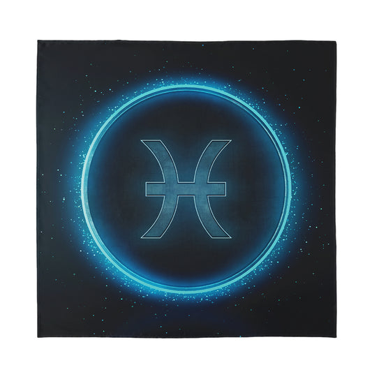 Blue Pisces Zodiac Sign Print Silk Bandana