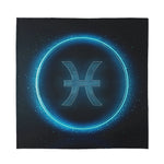 Blue Pisces Zodiac Sign Print Silk Bandana