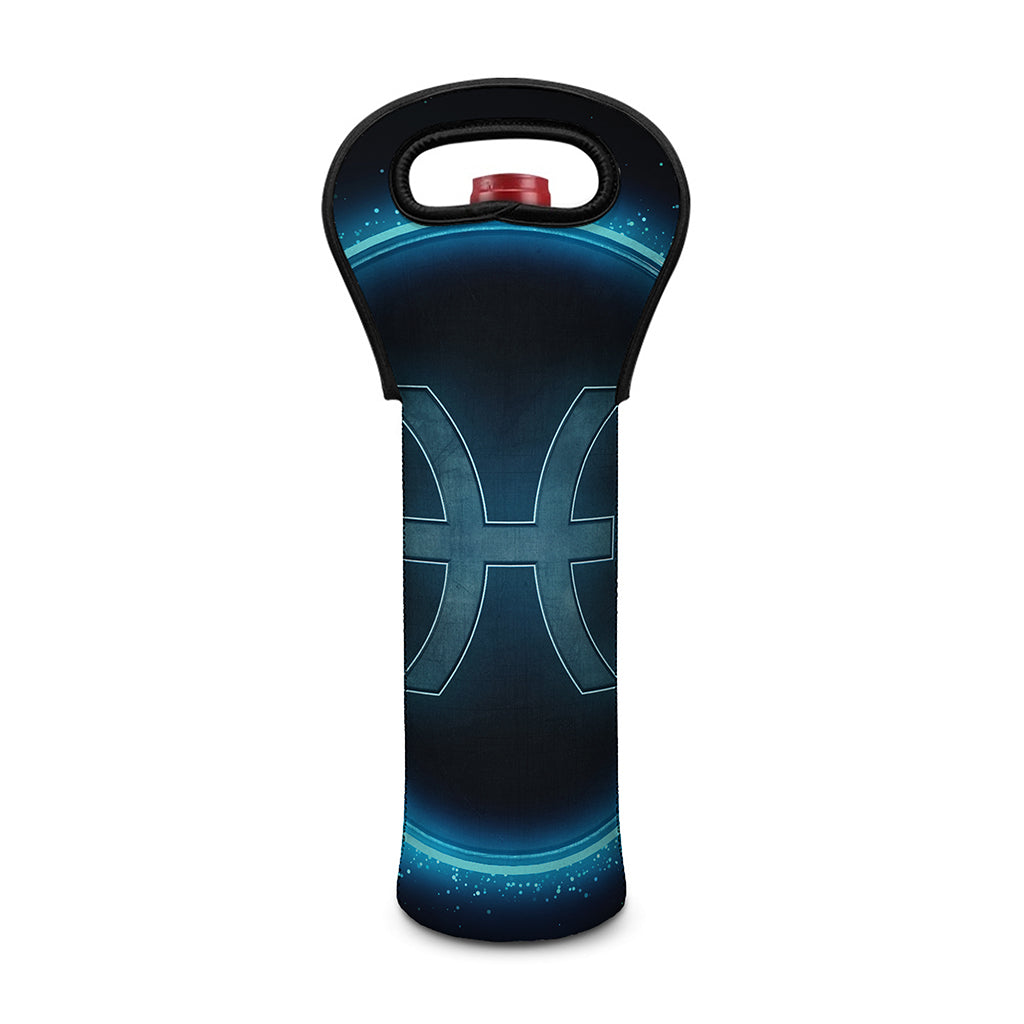 Blue Pisces Zodiac Sign Print Single Neoprene Wine Tote