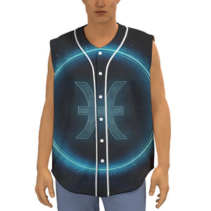 Blue Pisces Zodiac Sign Print Sleeveless Baseball Jersey