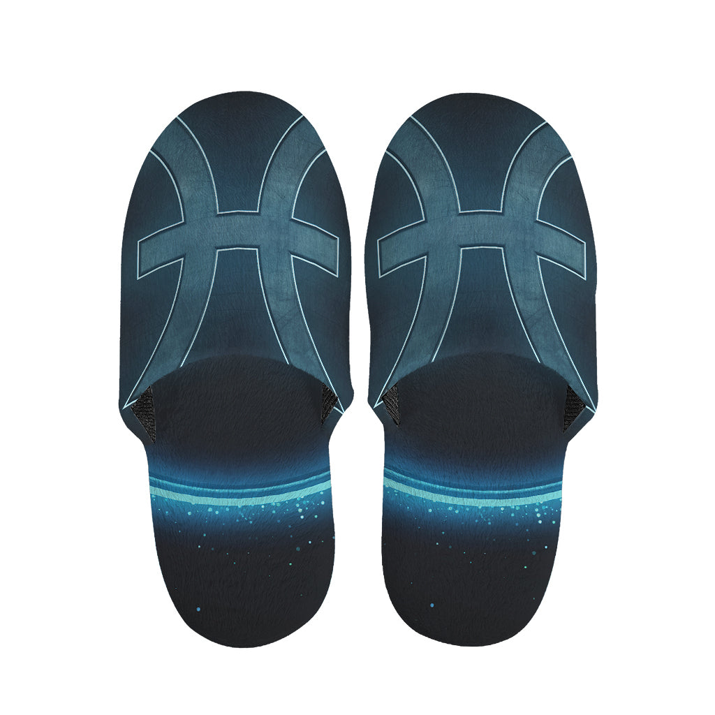 Blue Pisces Zodiac Sign Print Slippers