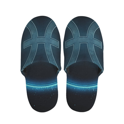 Blue Pisces Zodiac Sign Print Slippers