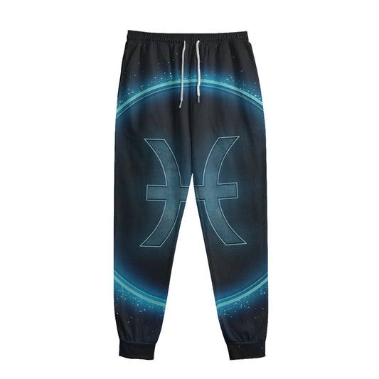 Blue Pisces Zodiac Sign Print Sweatpants