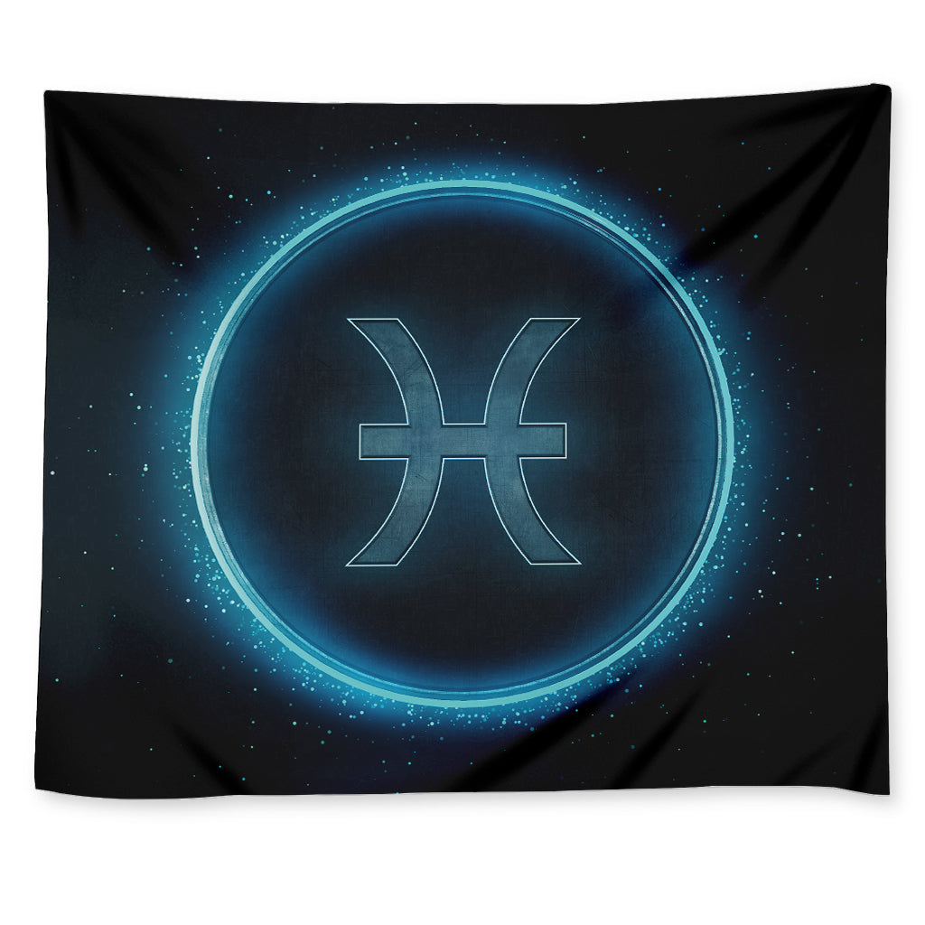 Blue Pisces Zodiac Sign Print Tapestry