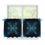 Blue Pisces Zodiac Sign Print Tier Curtains
