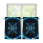 Blue Pisces Zodiac Sign Print Tier Curtains