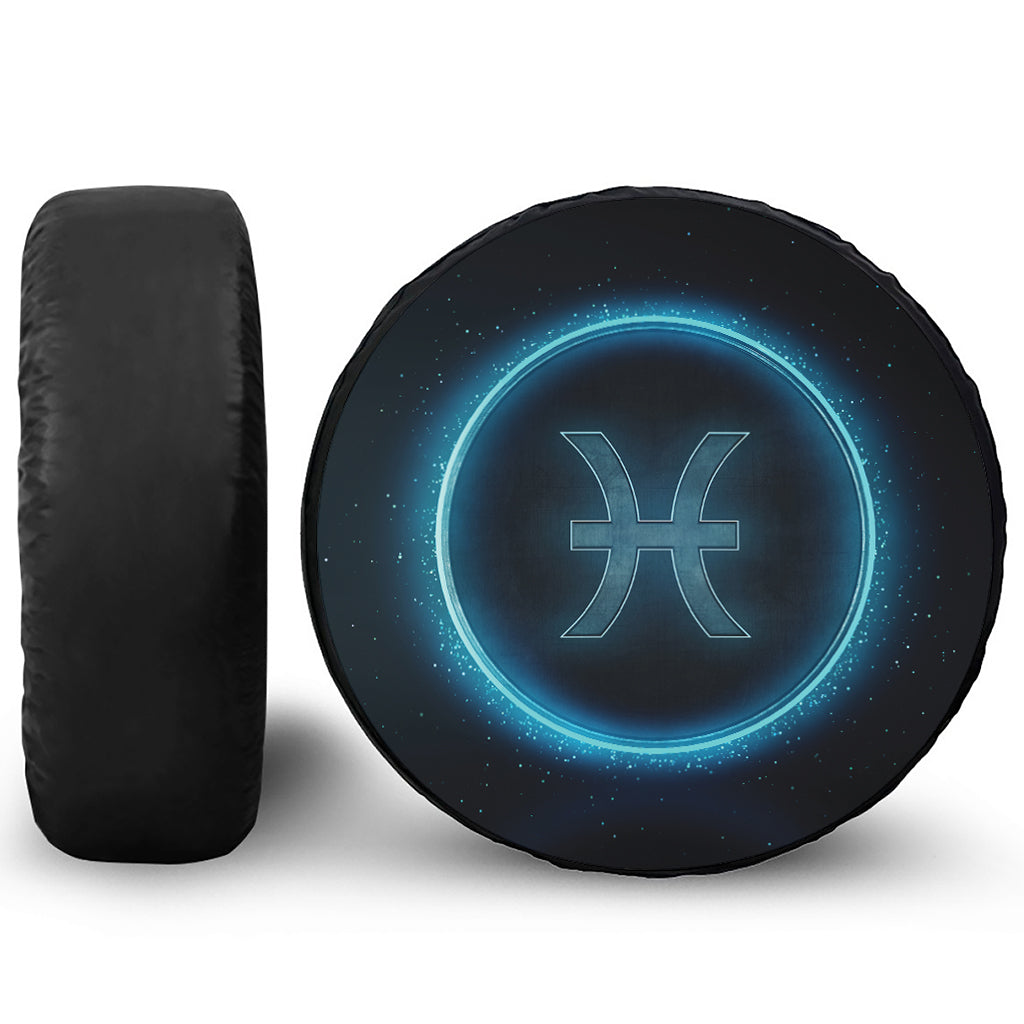 Blue Pisces Zodiac Sign Print Tire Cover