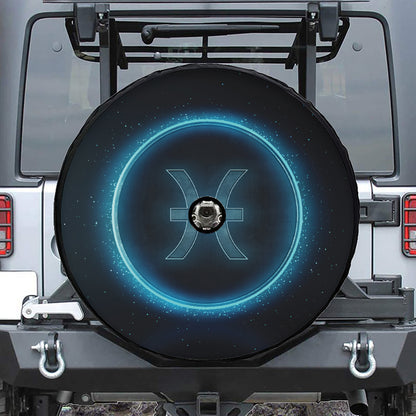 Blue Pisces Zodiac Sign Print Tire Cover With Camera Hole