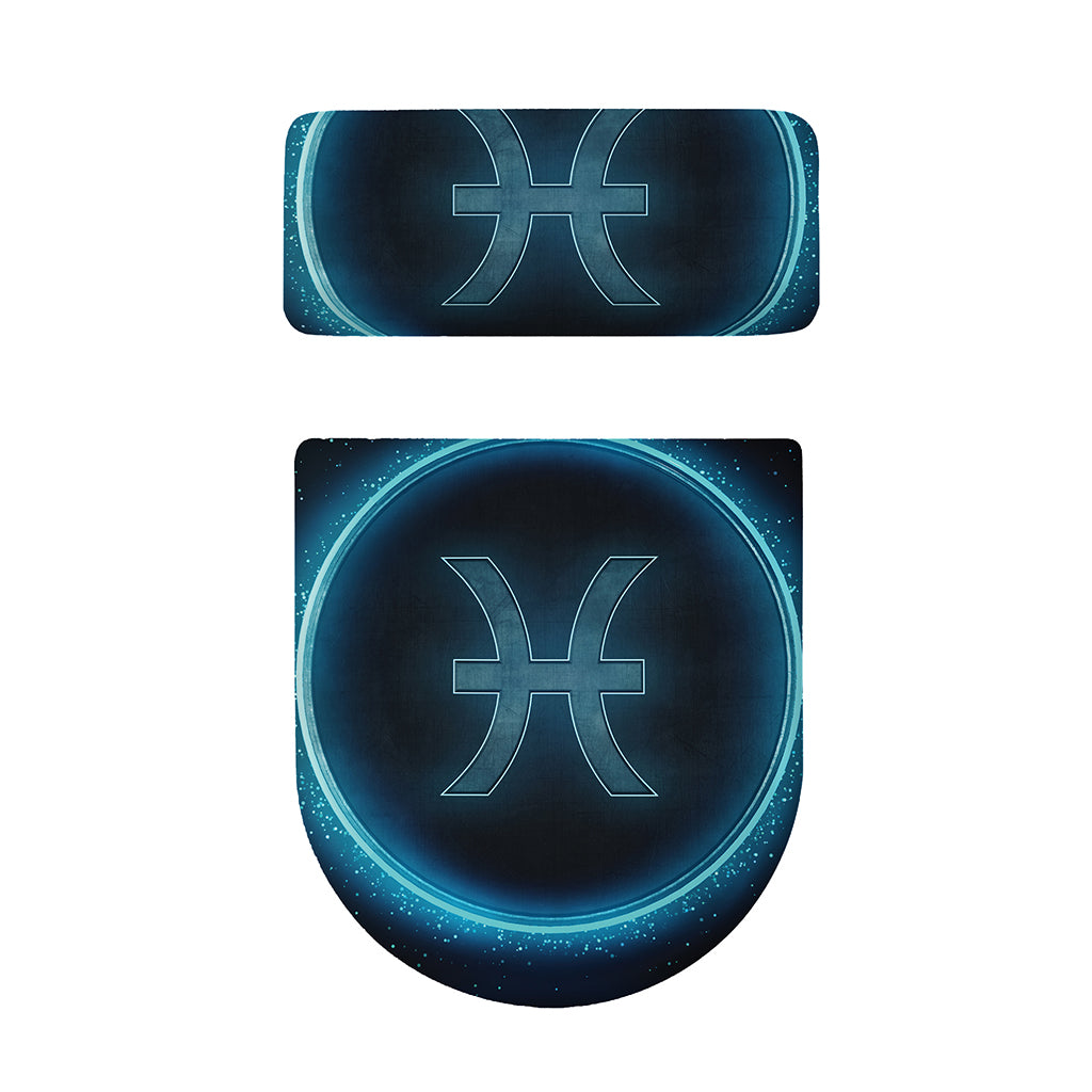 Blue Pisces Zodiac Sign Print Toilet Lid And Tank Cover Set