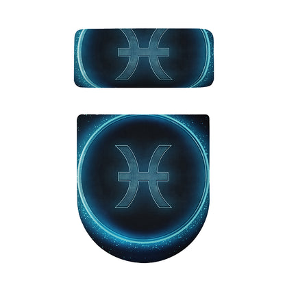Blue Pisces Zodiac Sign Print Toilet Lid And Tank Cover Set