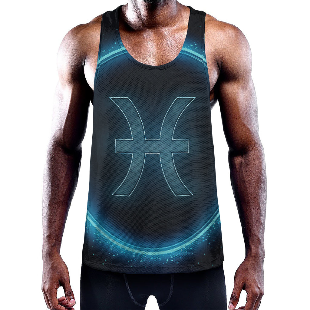 Blue Pisces Zodiac Sign Print Training Tank Top