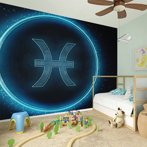 Blue Pisces Zodiac Sign Print Wall Sticker