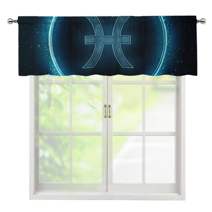 Blue Pisces Zodiac Sign Print Window Valance