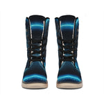 Blue Pisces Zodiac Sign Print Winter Boots