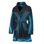 Blue Pisces Zodiac Sign Print Women's Bathrobe