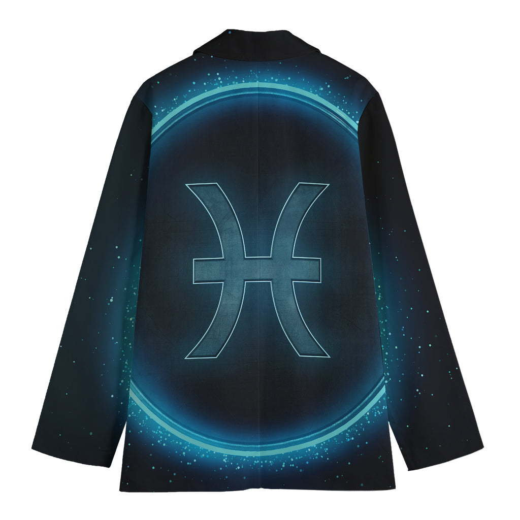 Blue Pisces Zodiac Sign Print Women's Blazer