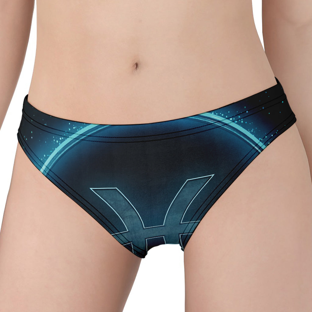 Blue Pisces Zodiac Sign Print Women's Panties