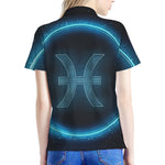 Blue Pisces Zodiac Sign Print Women's Polo Shirt