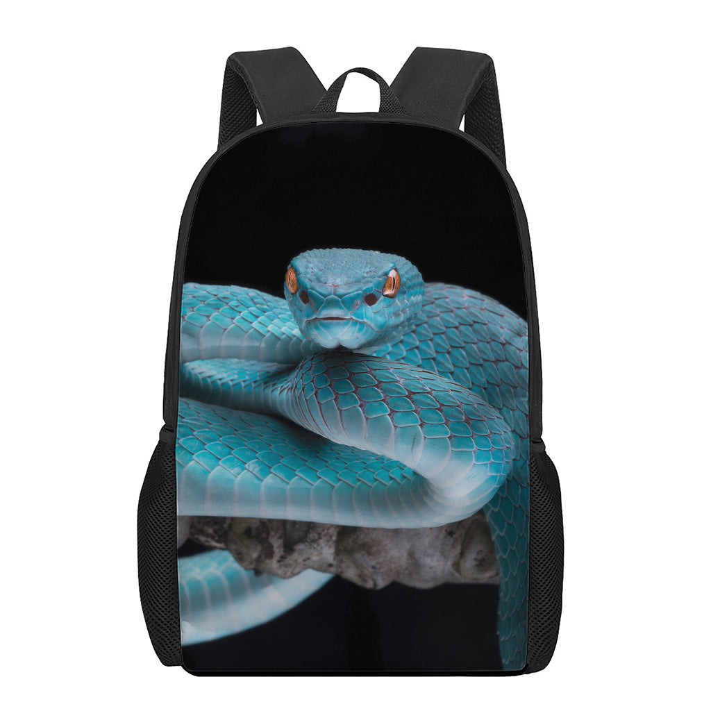 Blue Pit Viper Snake Print 17 Inch Backpack