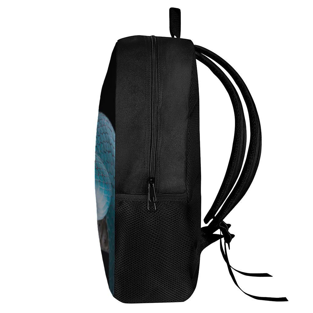 Blue Pit Viper Snake Print 17 Inch Backpack