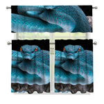 Blue Pit Viper Snake Print 3 Piece Kitchen Curtains
