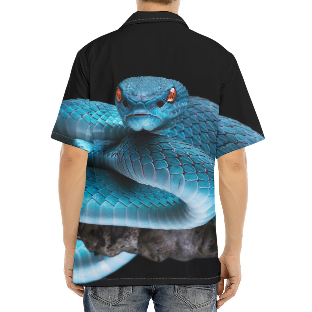 Blue Pit Viper Snake Print Aloha Shirt