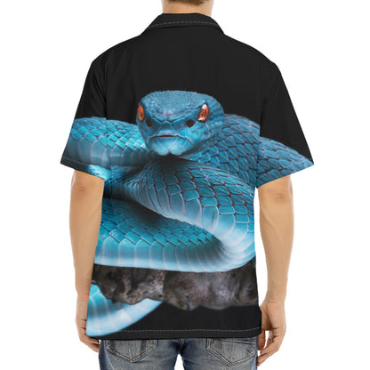 Blue Pit Viper Snake Print Aloha Shirt