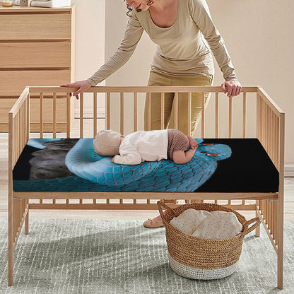 Blue Pit Viper Snake Print Baby Crib Sheet