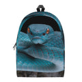 Blue Pit Viper Snake Print School Backpack