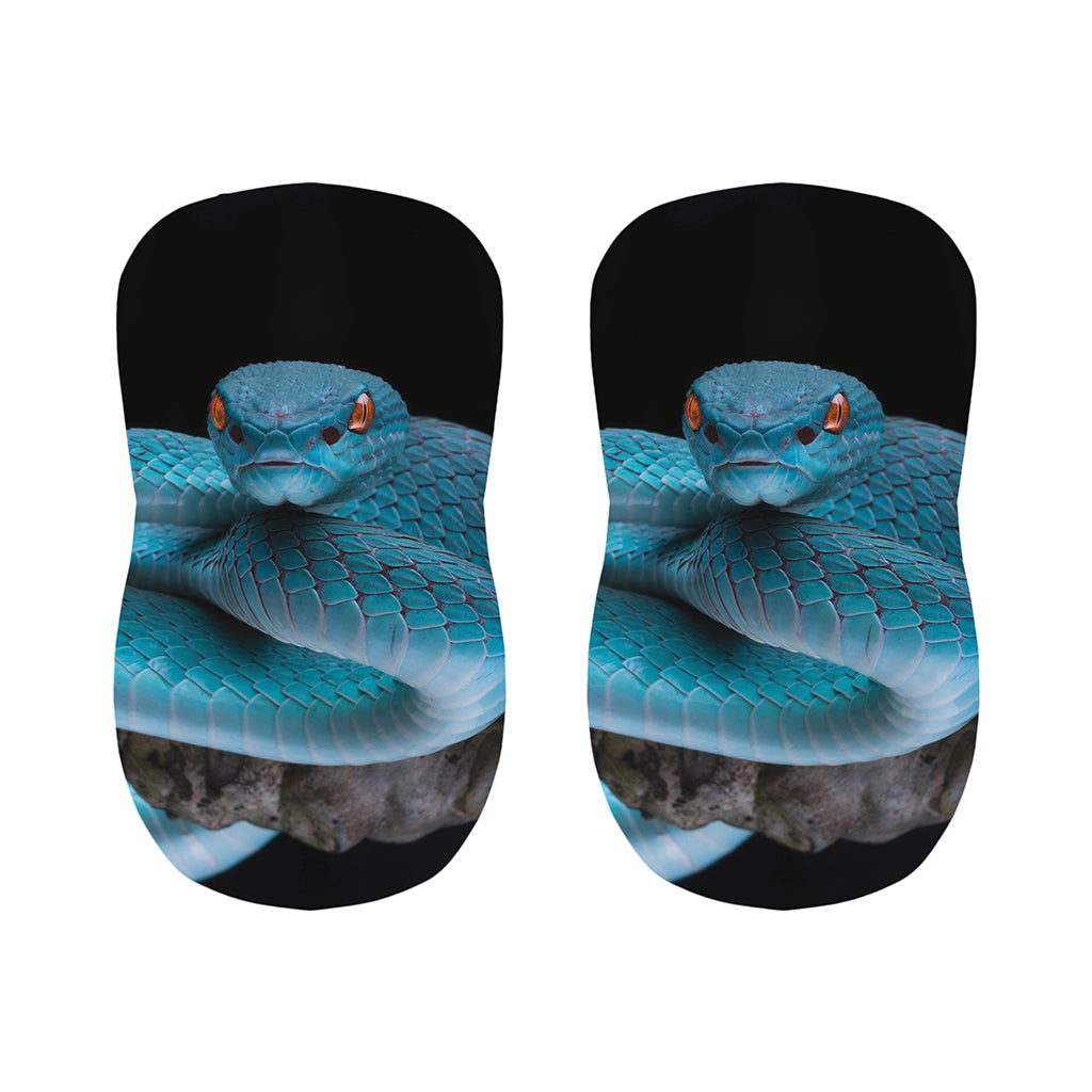 Blue Pit Viper Snake Print Bar Stool Covers