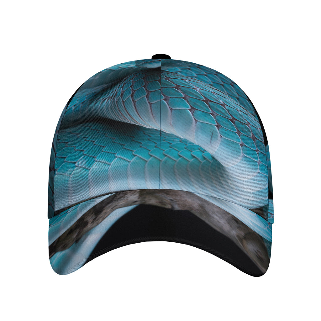 Blue Pit Viper Snake Print Baseball Cap