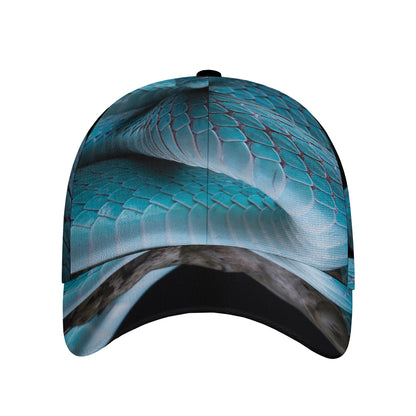 Blue Pit Viper Snake Print Baseball Cap