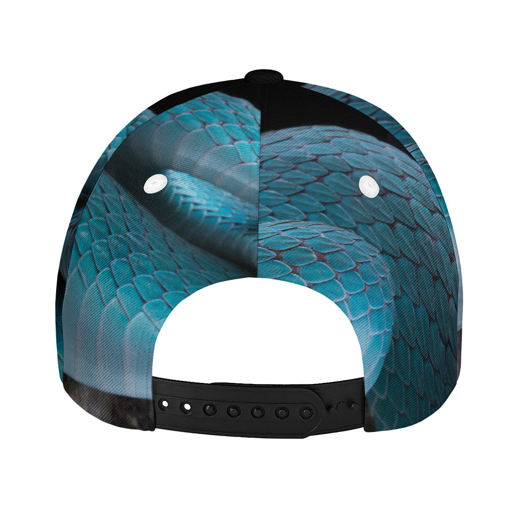 Blue Pit Viper Snake Print Baseball Cap