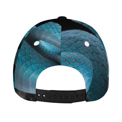 Blue Pit Viper Snake Print Baseball Cap