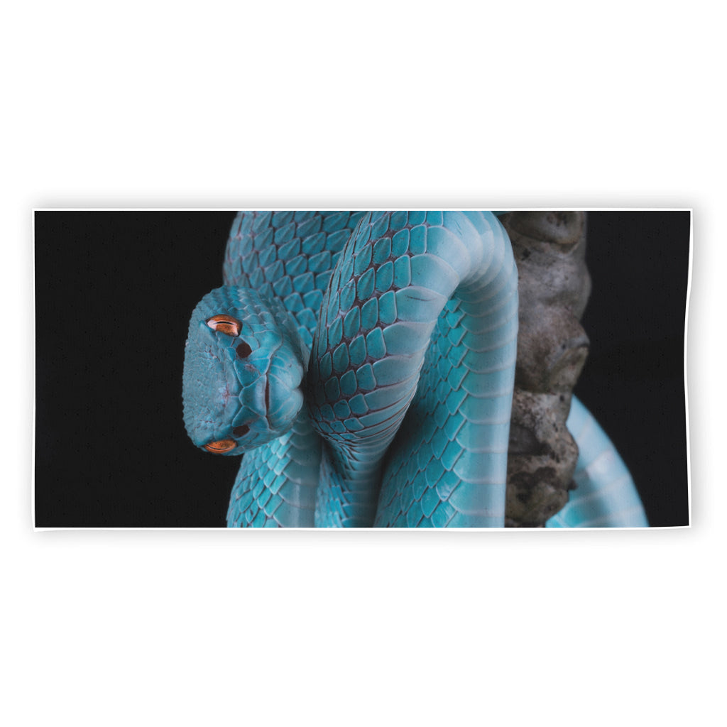 Blue Pit Viper Snake Print Beach Towel