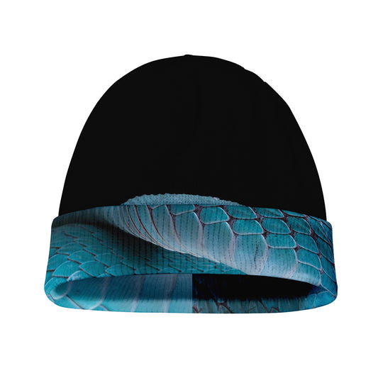 Blue Pit Viper Snake Print Beanie