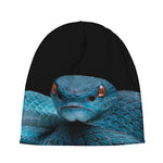 Blue Pit Viper Snake Print Beanie