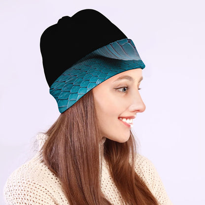 Blue Pit Viper Snake Print Beanie