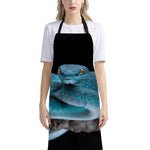Blue Pit Viper Snake Print Bib Apron With Pocket
