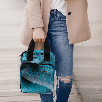Blue Pit Viper Snake Print Bible Tote Bag