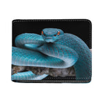 Blue Pit Viper Snake Print Bifold Wallet