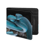 Blue Pit Viper Snake Print Bifold Wallet