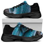 Blue Pit Viper Snake Print Black Chunky Shoes